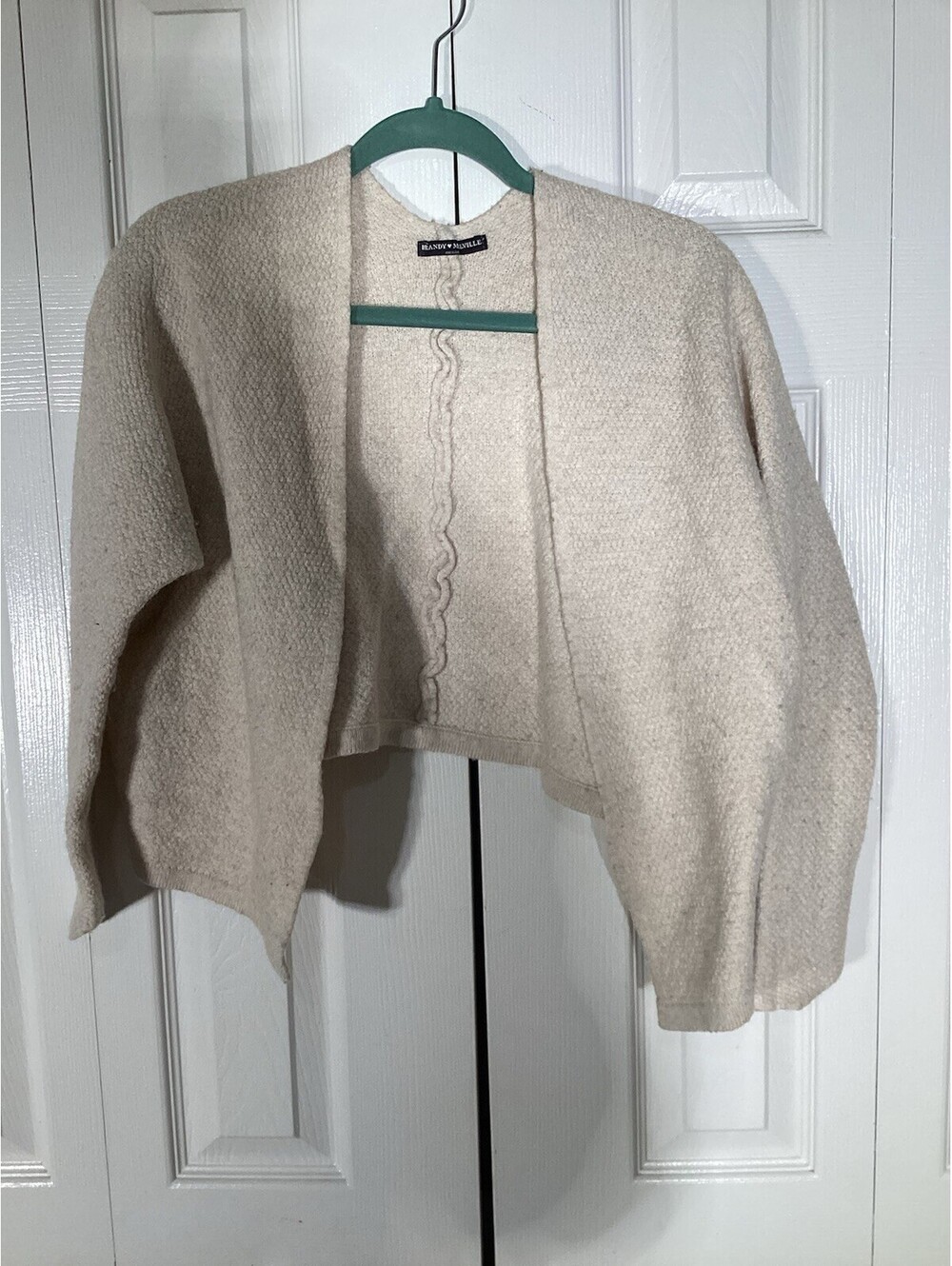 Brandy Melville Cream Knit Shrug Sweater Open Front 3/4 Sleeve cropped comfy OS